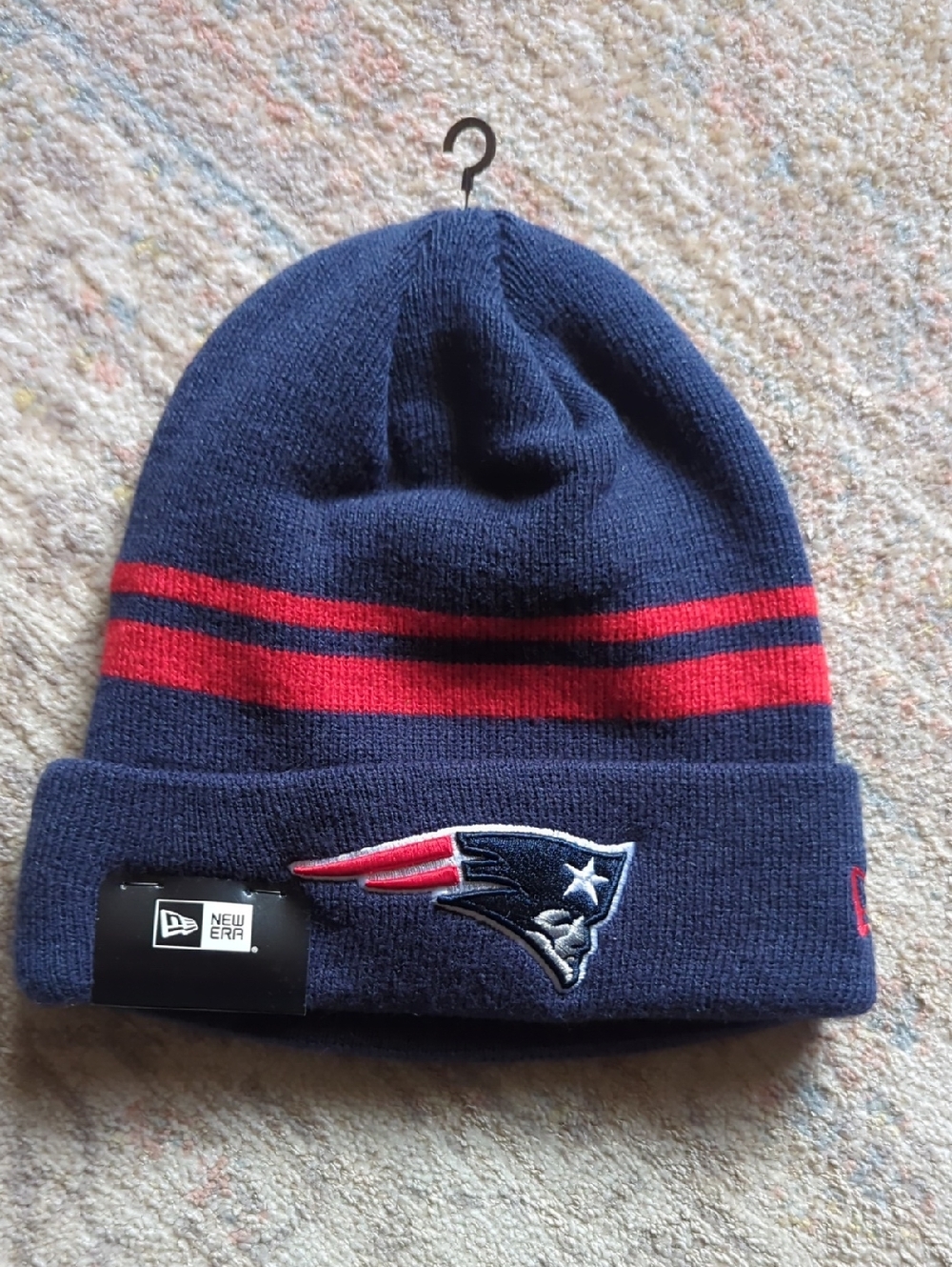 New Era Navy & Red Patriots Knit Cuffed Beanie